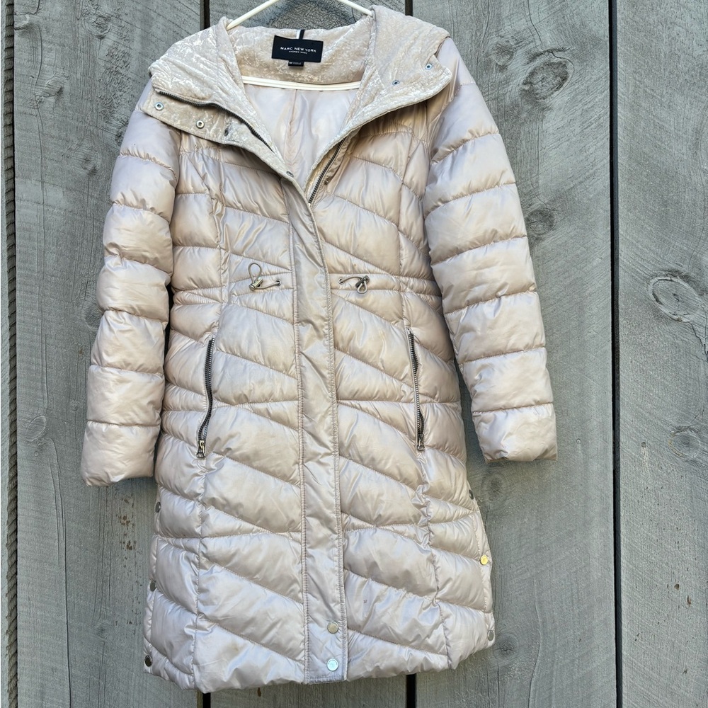 Marc New York Andrew Marc Coat with Hood in a Creamy Beige M